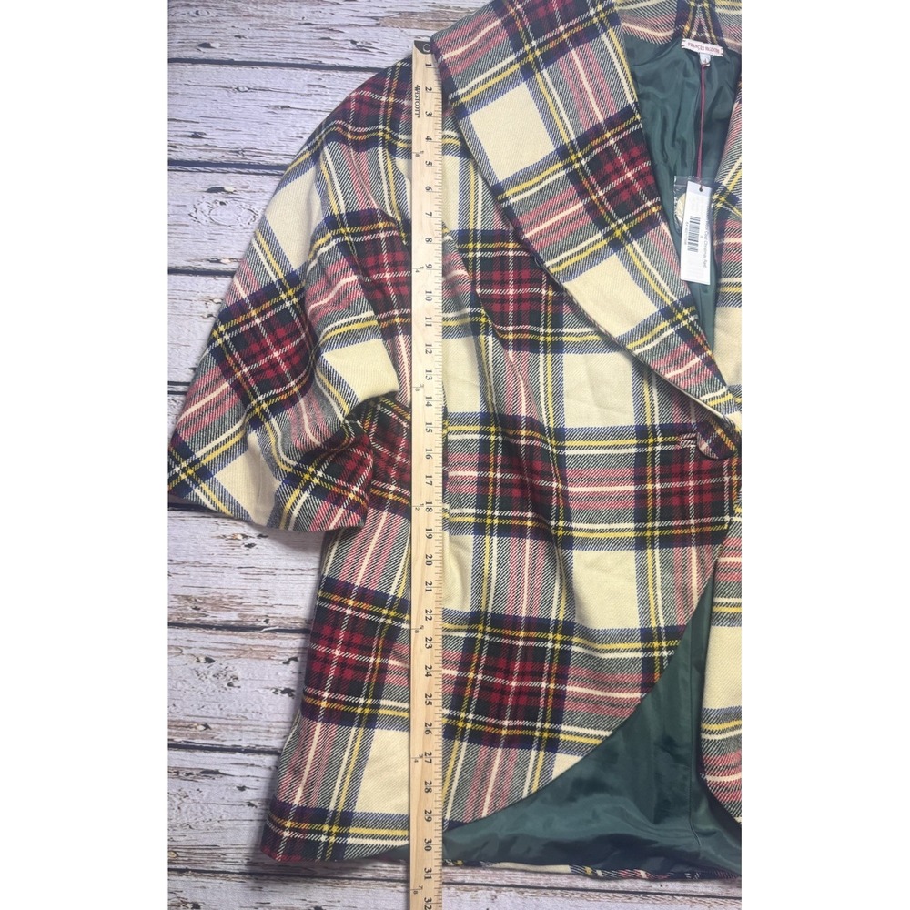 Frances Valentine Christmas Plaid‎ Cocoon Wool Shawl Collar Coat Large $1498 NWT - Picture 5 of 13